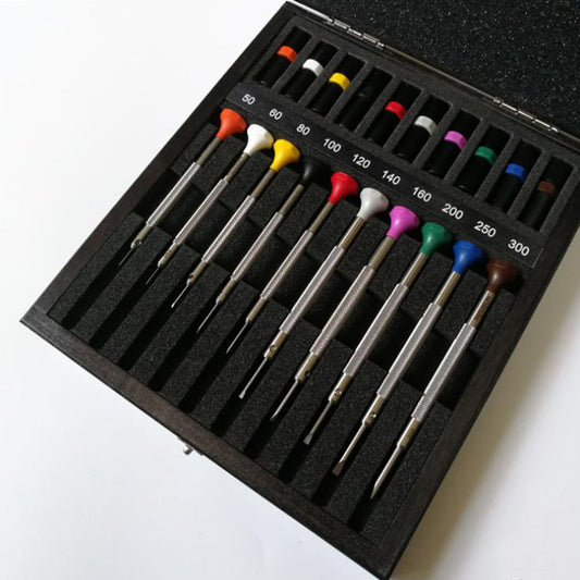 Bergeon 30081-A10 ergonomic 10-piece precision screwdriver set for watch repair tasks