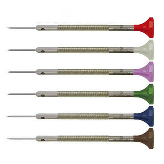 Bergeon 30081-AT ergonomic screwdriver for watch repairs, includes spare precision blades.