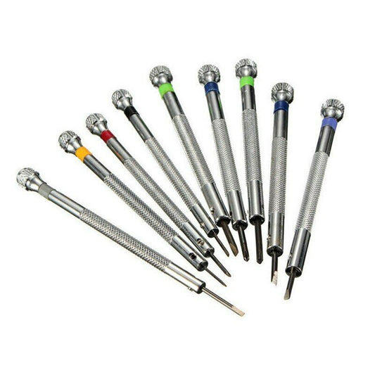 Set of 9 flat blade screwdrivers (0.6mm-2.0mm) for watch repair