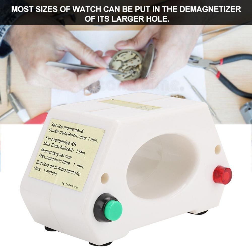 Mechanical Watch Demagnetizer, compact tool for removing magnetism from watches, 115-230V power.