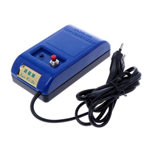 Electrical demagnetizer tool for precise watch repair, compatible with EU and US plugs.