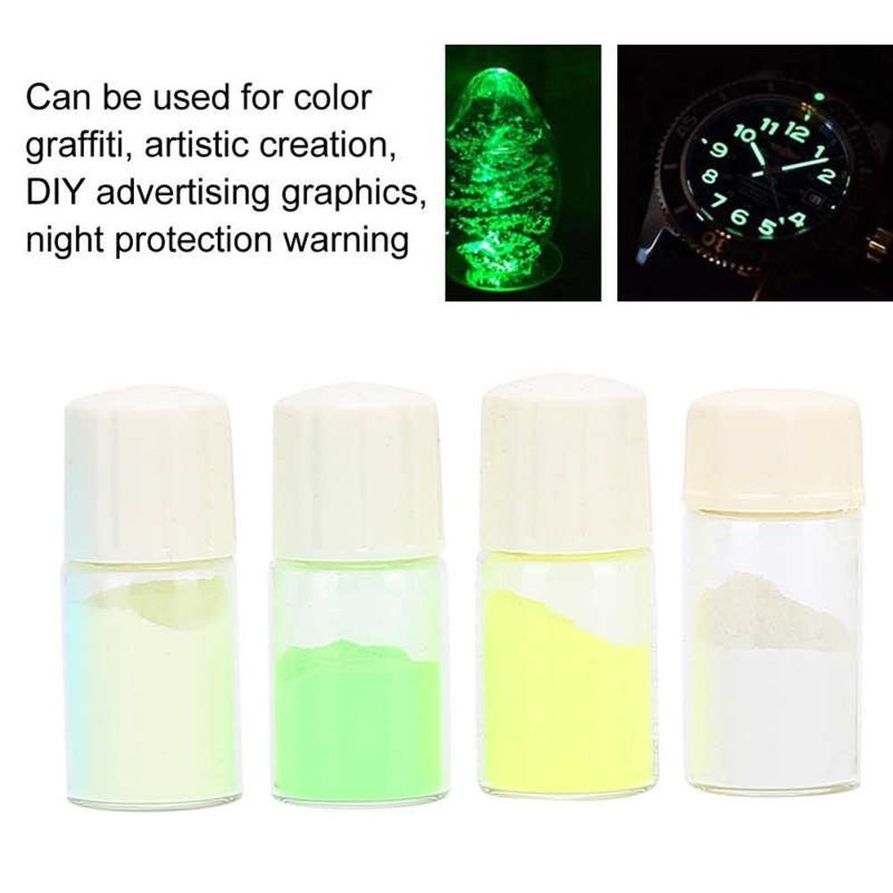 Professional watch repair tool featuring luminous powder in four vibrant colors for precise adjustments.