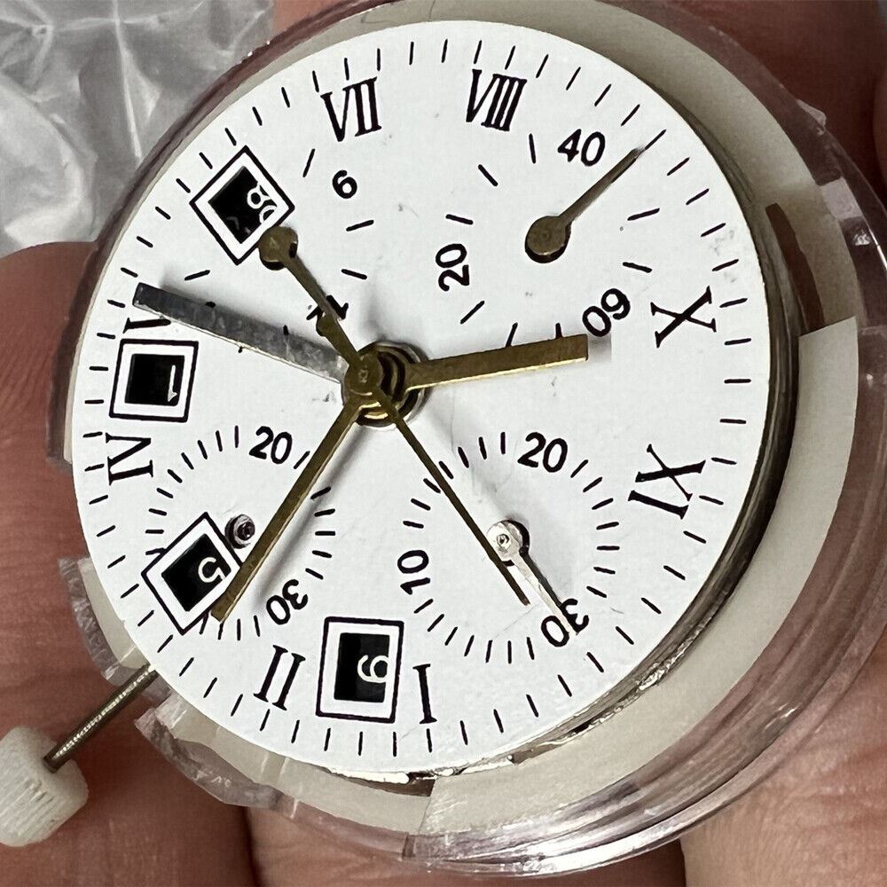 Black dial watch accessory with ETA 7750 chronograph and single calendar, perfect for precision timing.