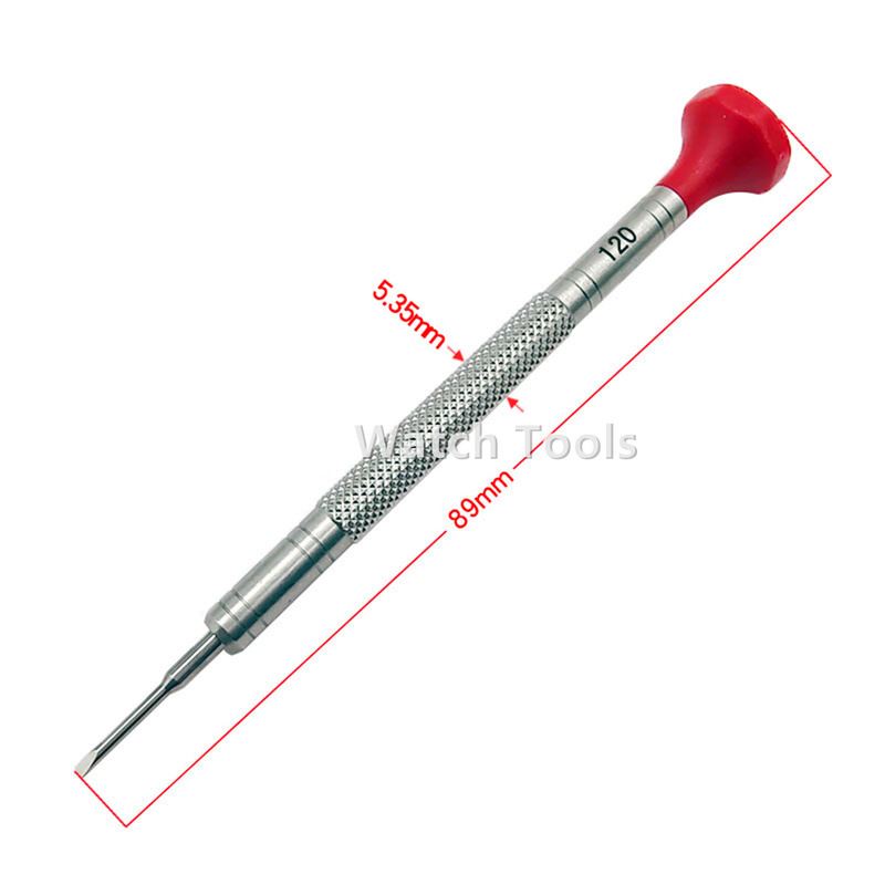 Set of 10 stainless steel precision screwdrivers for detailed watch repair and adjustment tasks.