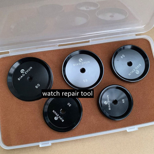 1. Set of 5 rubber watch press dies for secure watch case pressing.