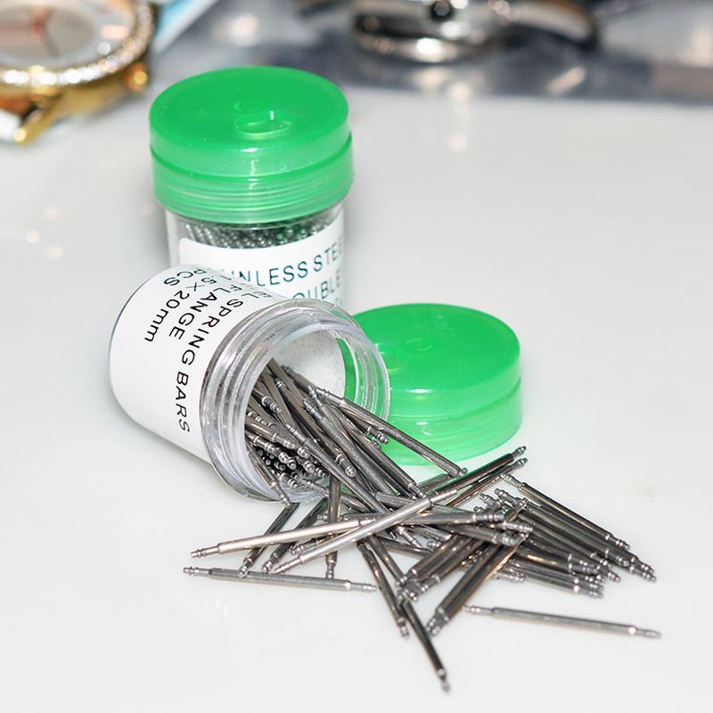 1. 100pcs stainless steel spring bar pins for secure watch band strap attachment, 8-25mm sizes.