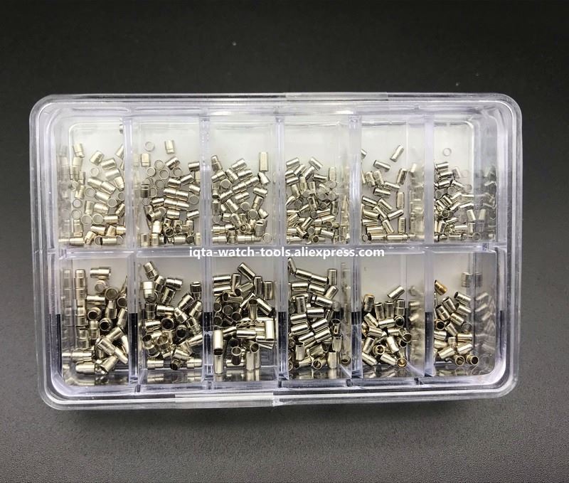 1. Stainless steel watch case tubes assortment with 12 sizes for waterproof watch repairs.