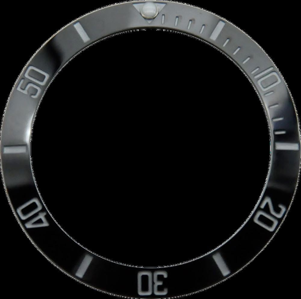 Black ceramic bezel insert ring for 38mm GMT watch, fits 40mm casing, durable and stylish.