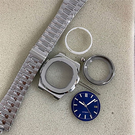 41mm stainless steel watch case with dial for NH35 NH36 movement, durable accessory.