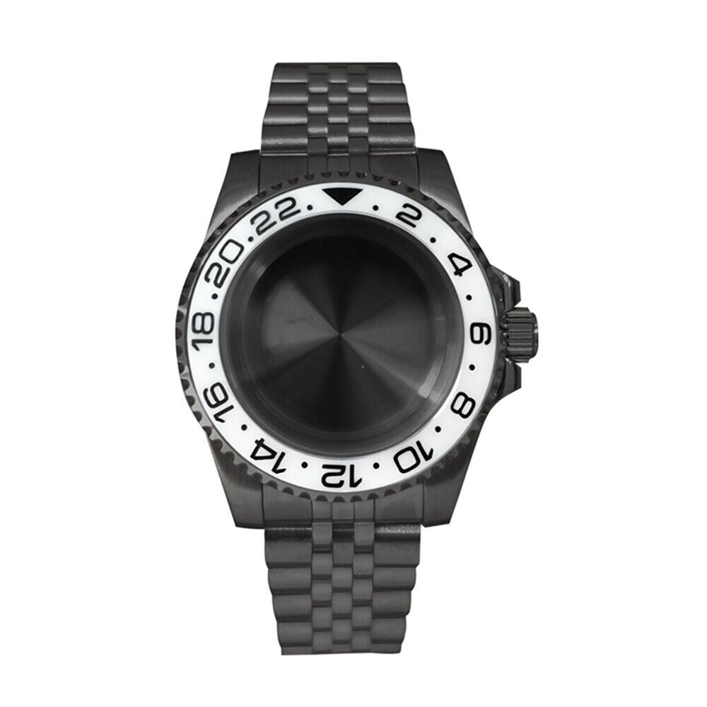40mm Sapphire glass watch case, compatible with NH35/NH36 movement, durable and sleek design for watchmakers.