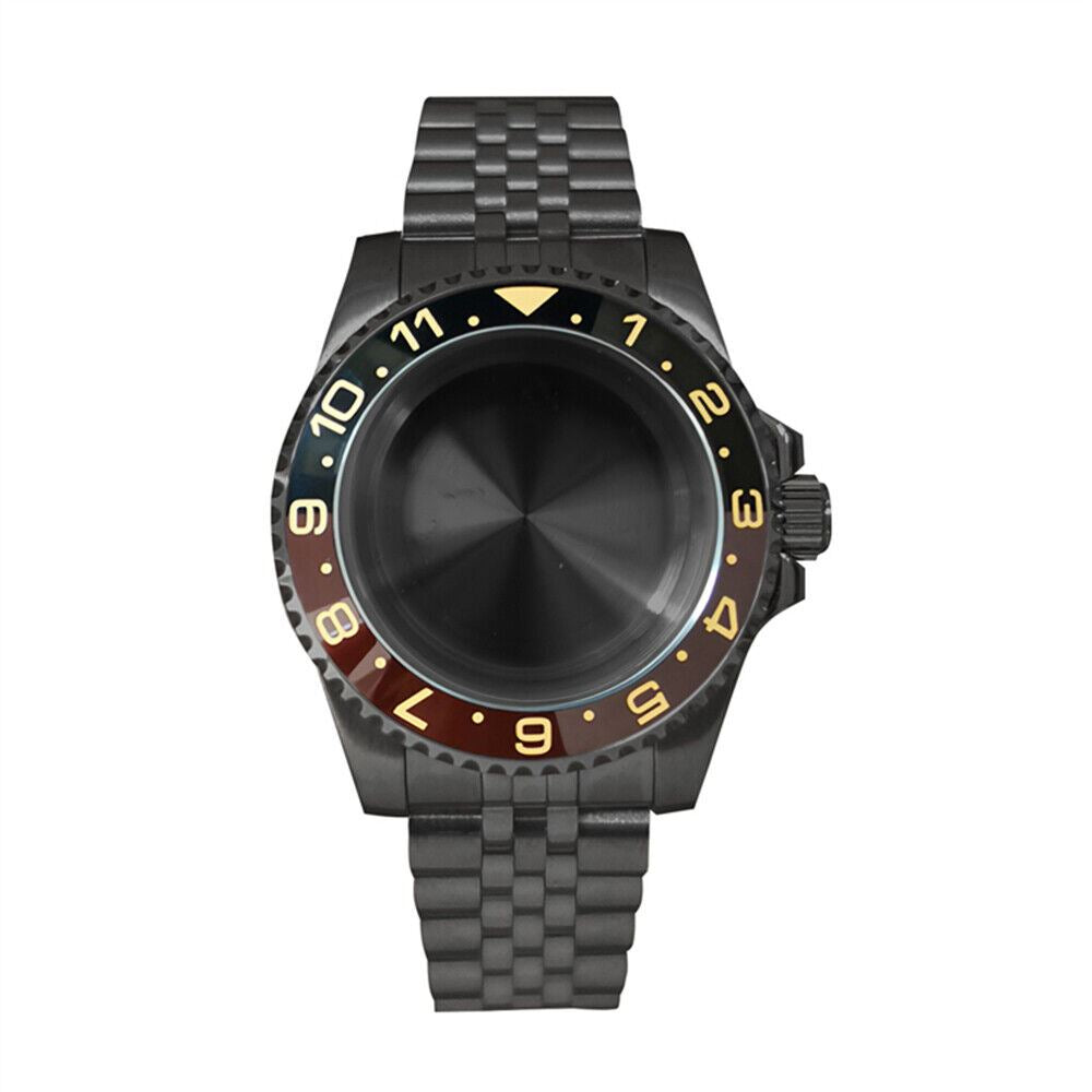 40mm Sapphire glass watch case compatible with NH35/NH36 movement, durable and sleek design.