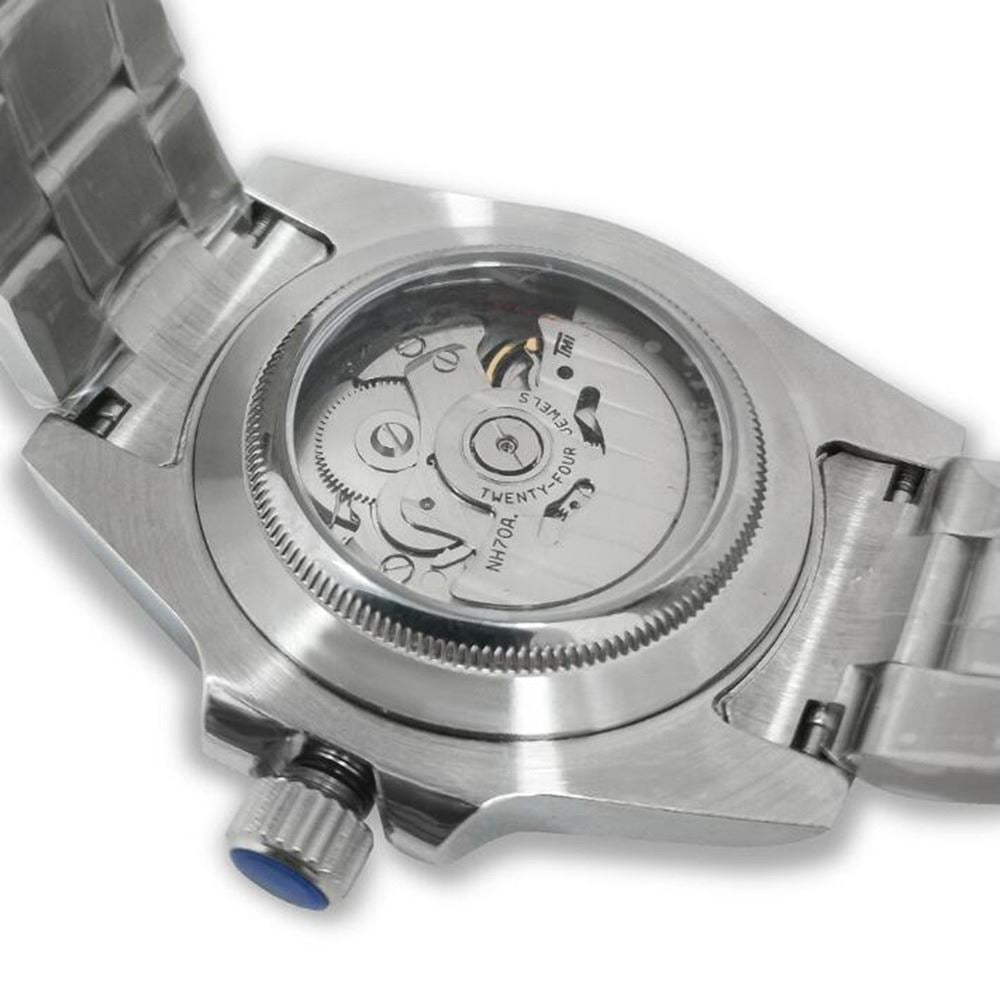 NH70 40mm stainless steel watch case, sapphire glass, hollow dial, luminous hands for enhanced night visibility