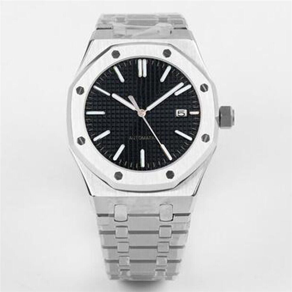 41mm men's mechanical watch case, stainless steel, NH35 movement, sapphire glass for durability.