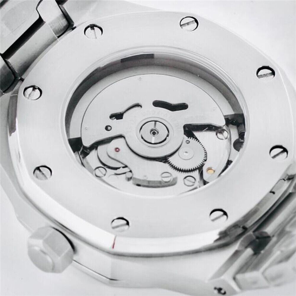 41mm men's stainless steel mechanical watch case with NH35 movement and sapphire glass durability.