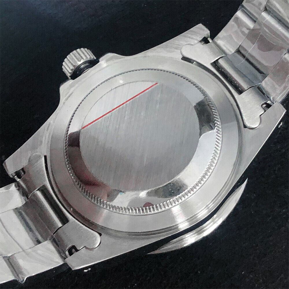 39.5mm stainless steel watch case with strap band, compatible with NH35/NH36 movement, durable design.