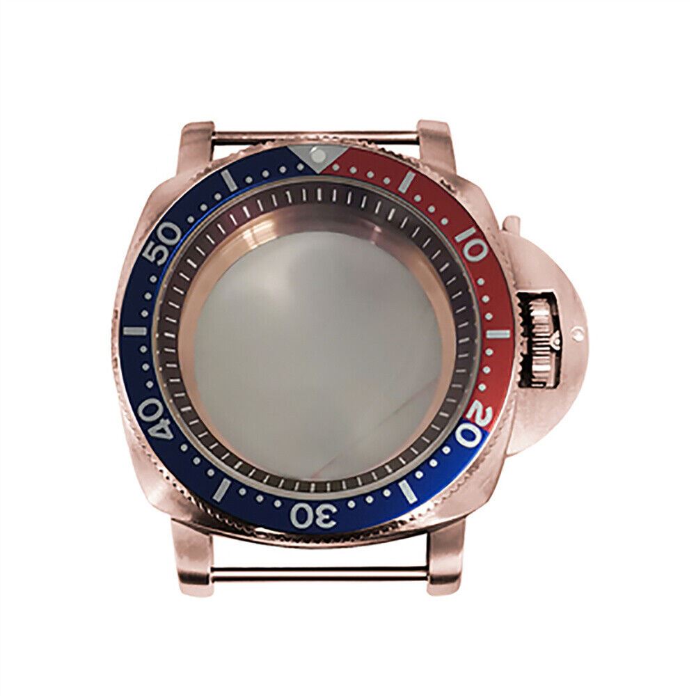 Rose gold 42MM PVD steel watch case for NH35/NH36/4R/7S movements by Mineral Mirror.