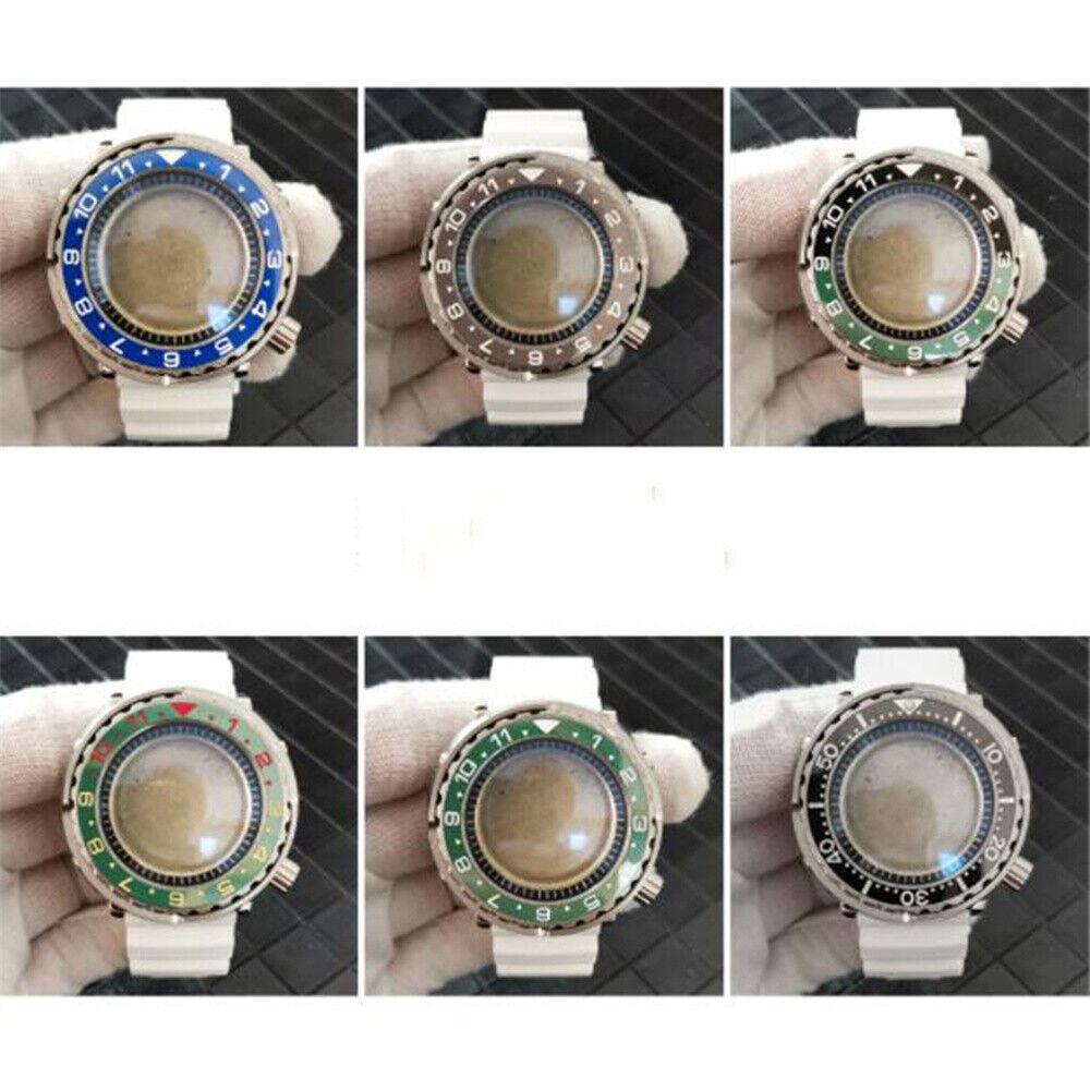Stainless steel 45mm watch case with strap for NH35/NH36 movements, durable and stylish accessory.