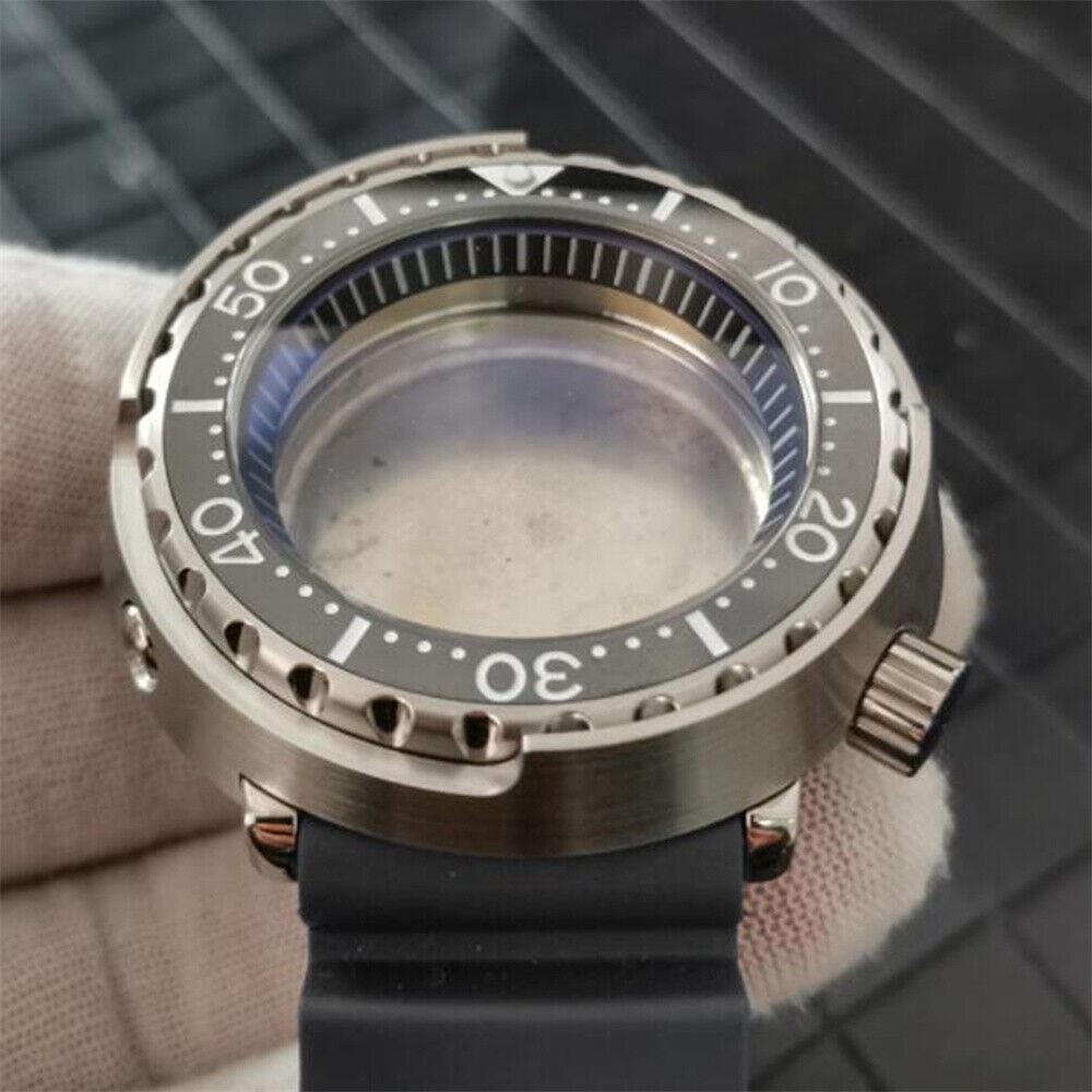 Durable stainless steel 45mm watch case with strap for NH35/NH36 movements.