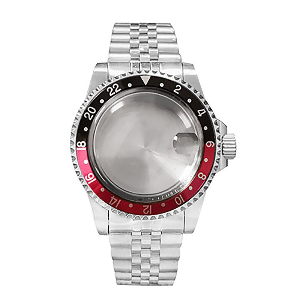 39.5MM stainless steel watch case with strap for NH35/NH36 movements, durable and stylish.