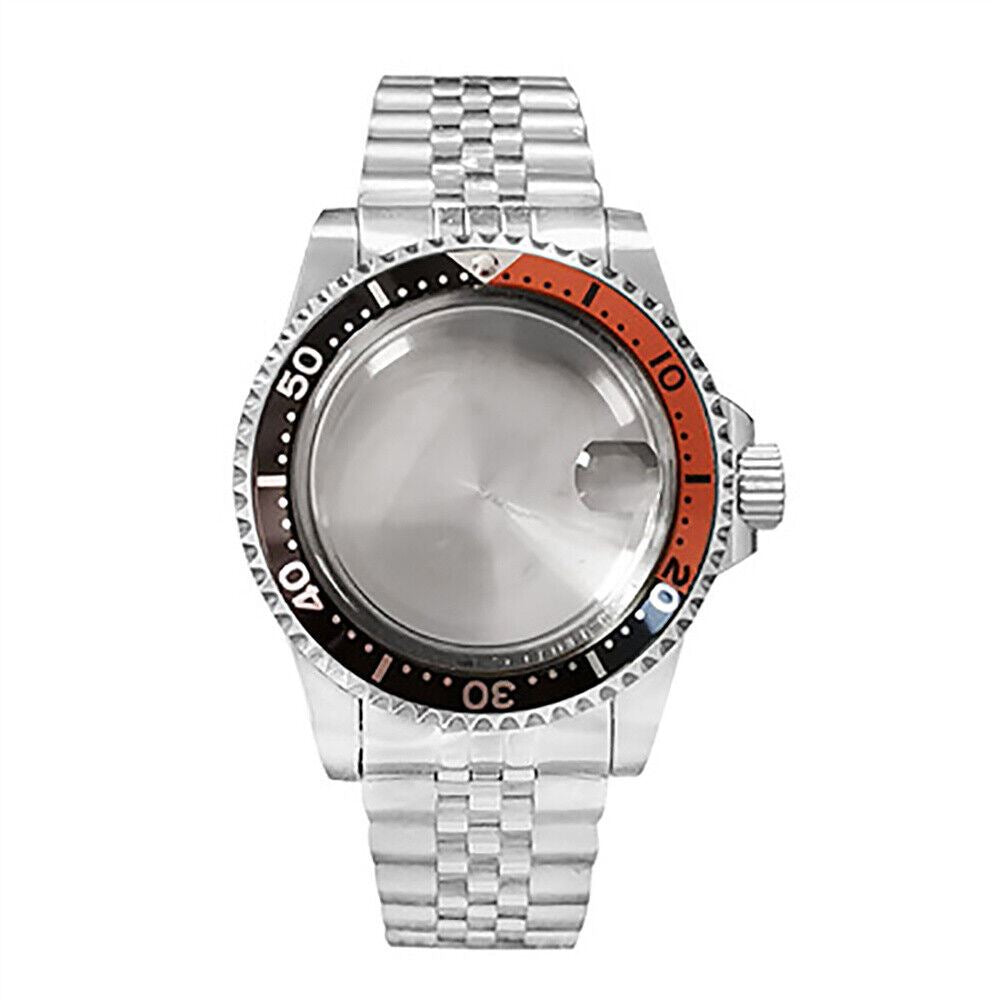 39.5MM stainless steel watch case with strap for NH35/NH36, durable and stylish watch accessory.
