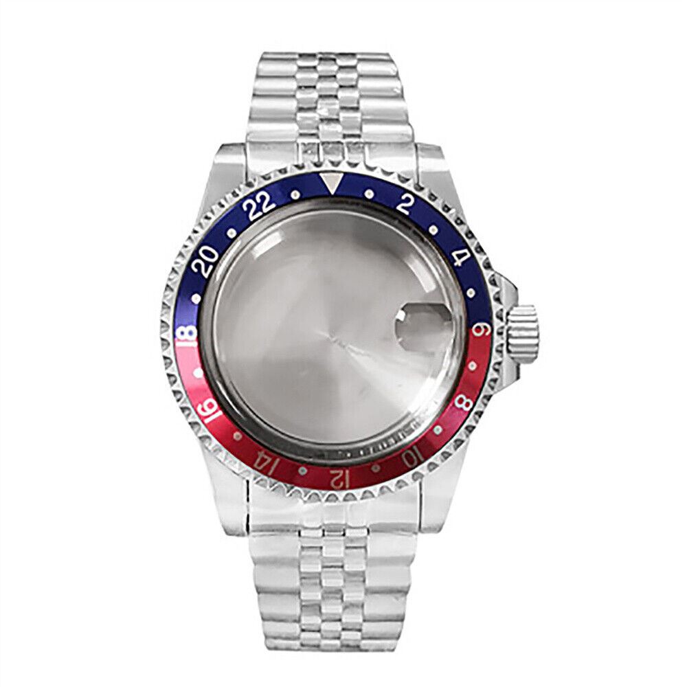39.5MM stainless steel watch case with strap for NH35/NH36, durable and stylish watch accessory.