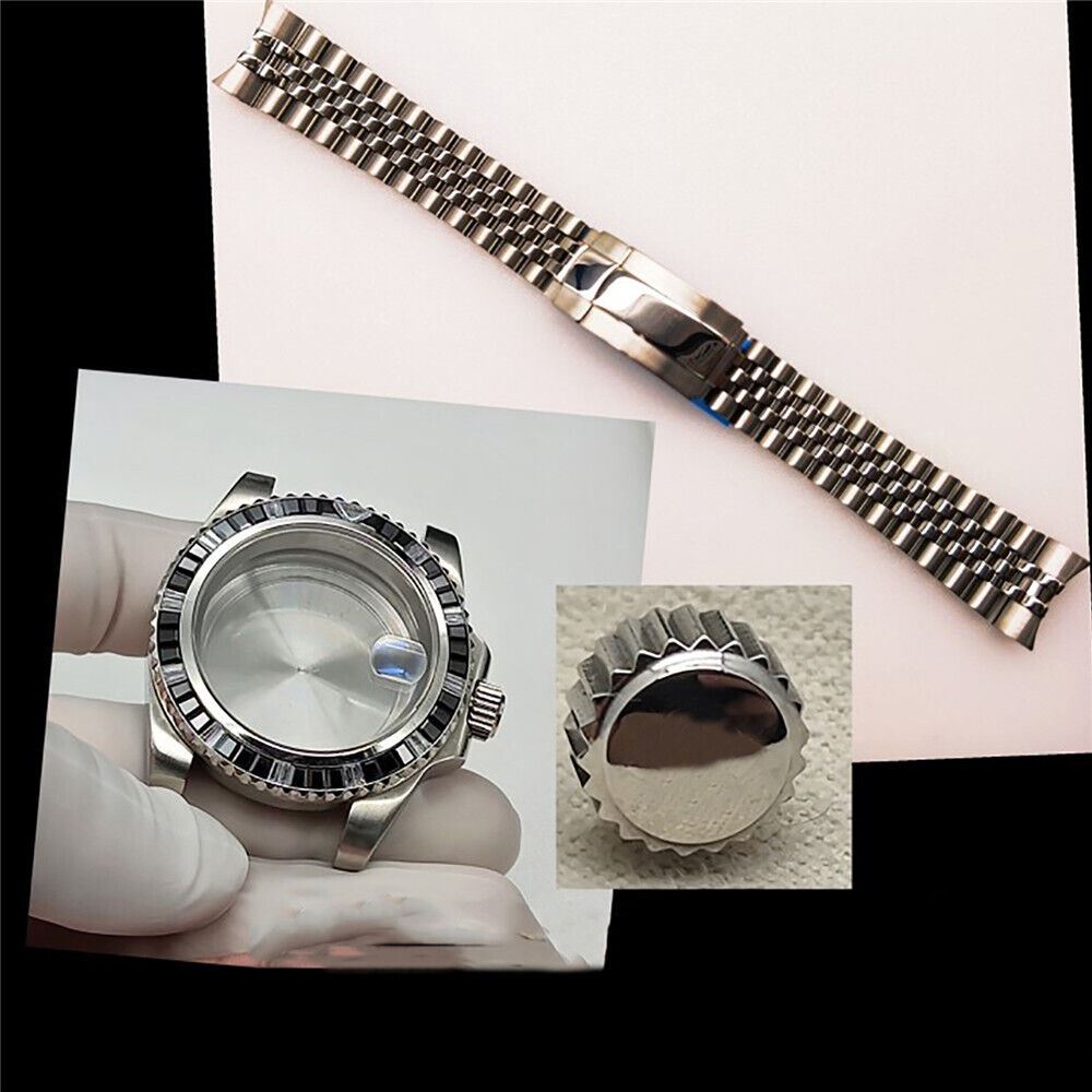 Sleek Jewelled 41MM 316L Stainless Steel Bracelet Strap for NH35 watches, durable and stylish.