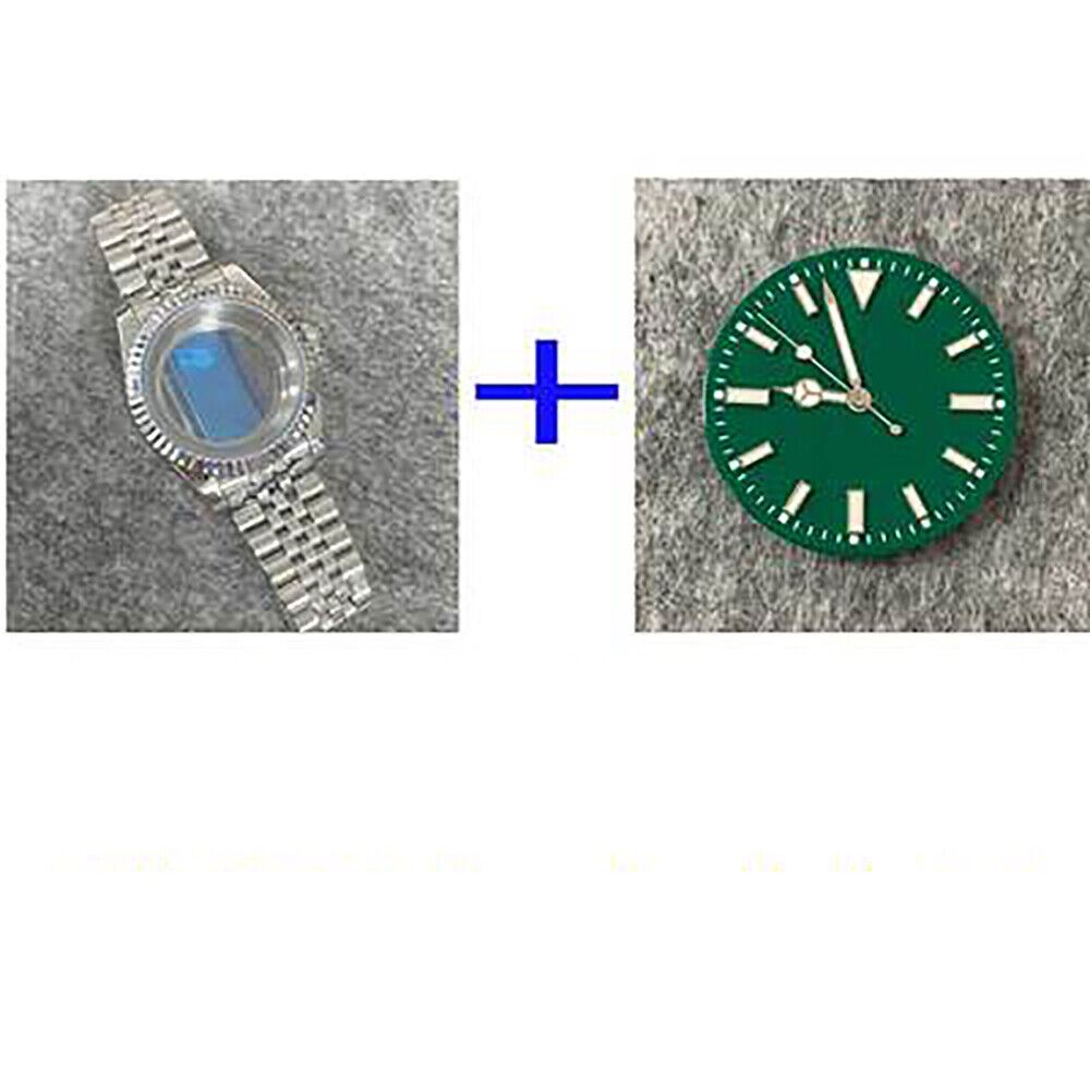 39mm stainless steel watch case with transparent back, band, and dial for NH35/NH36