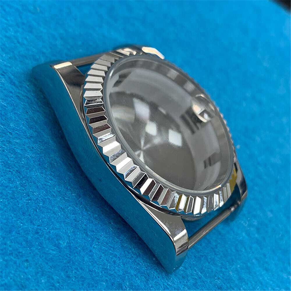 36MM steel watch case with mineral glass, compatible with 8215/2813/8205/8200 movements for durable repair.