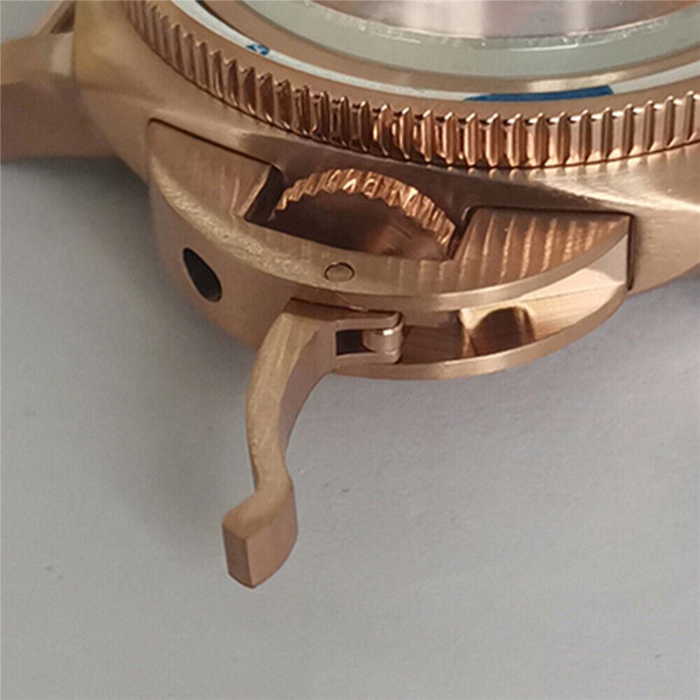 42mm PVD rose gold stainless steel watch case, fits NH35/NH36/4R/7S automatic movements.