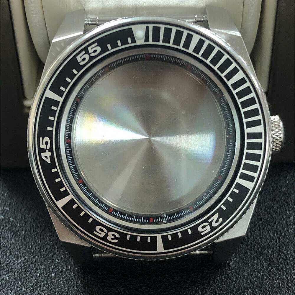 316L stainless steel watch case with 43MM aluminum ring for NH36/NH35 movements, waterproof and durable.