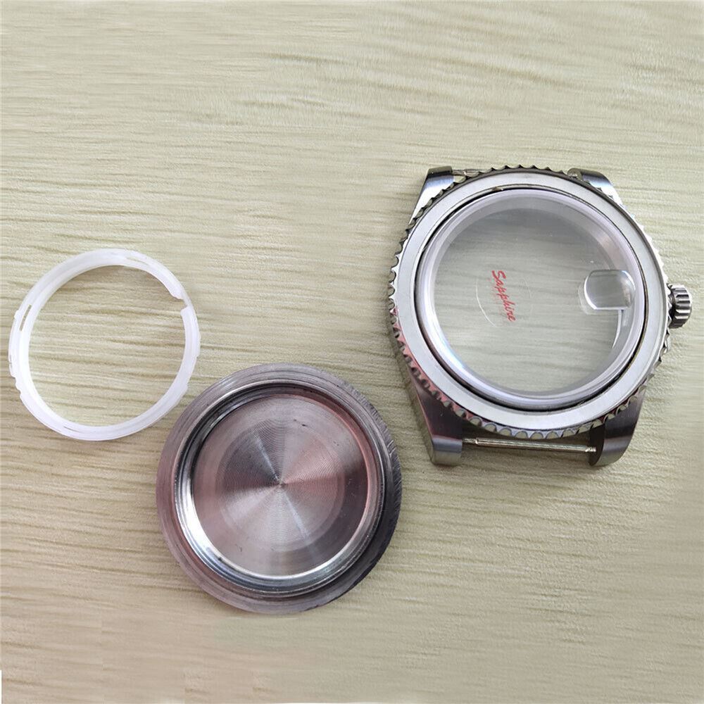 40MM watch case with sapphire glass back cover for MIYOTA 8215 2813 3804 2836 movement, durable protection.