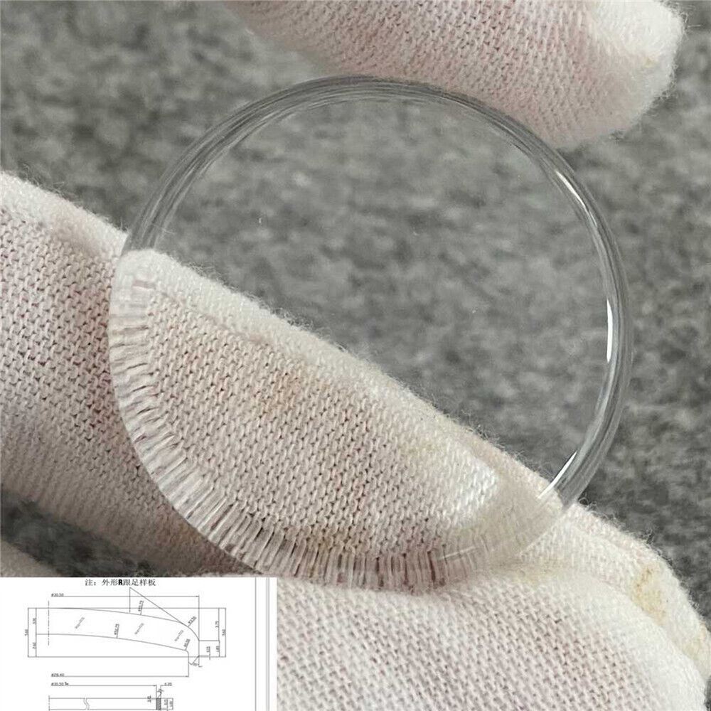 Plano-convex sapphire glass 30.5x5.6mm, durable replacement protecting watch faces from scratches and damage