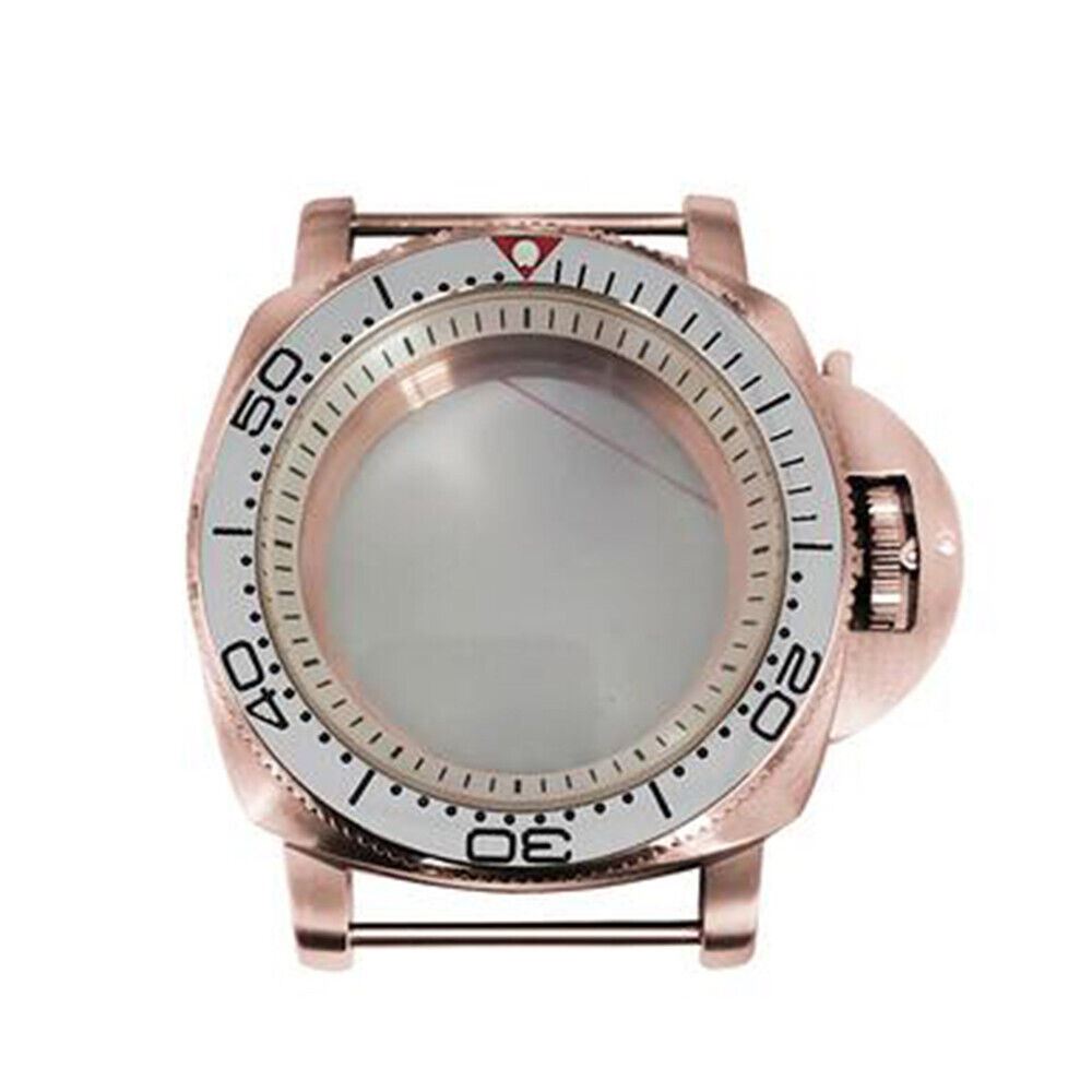 42mm rose gold PVD watch case with white inner shadow, fits NH35/36 movements.