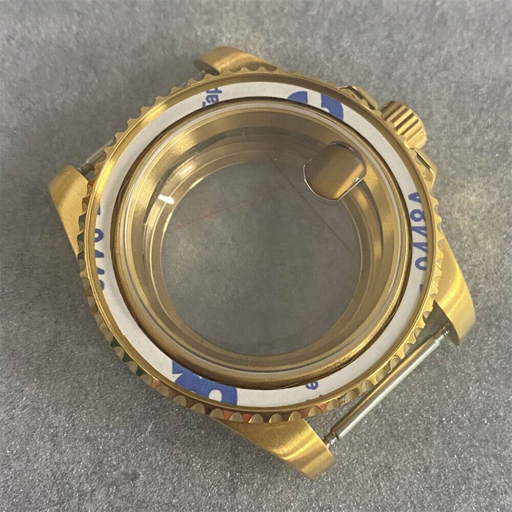 40MM PVD golden watch case by SUB with transparent sapphire glass back for NH35/NH36 movement.