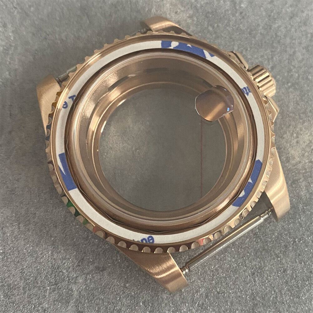 40MM PVD gold SUB watch case with sapphire back, compatible with NH35/NH36 movements