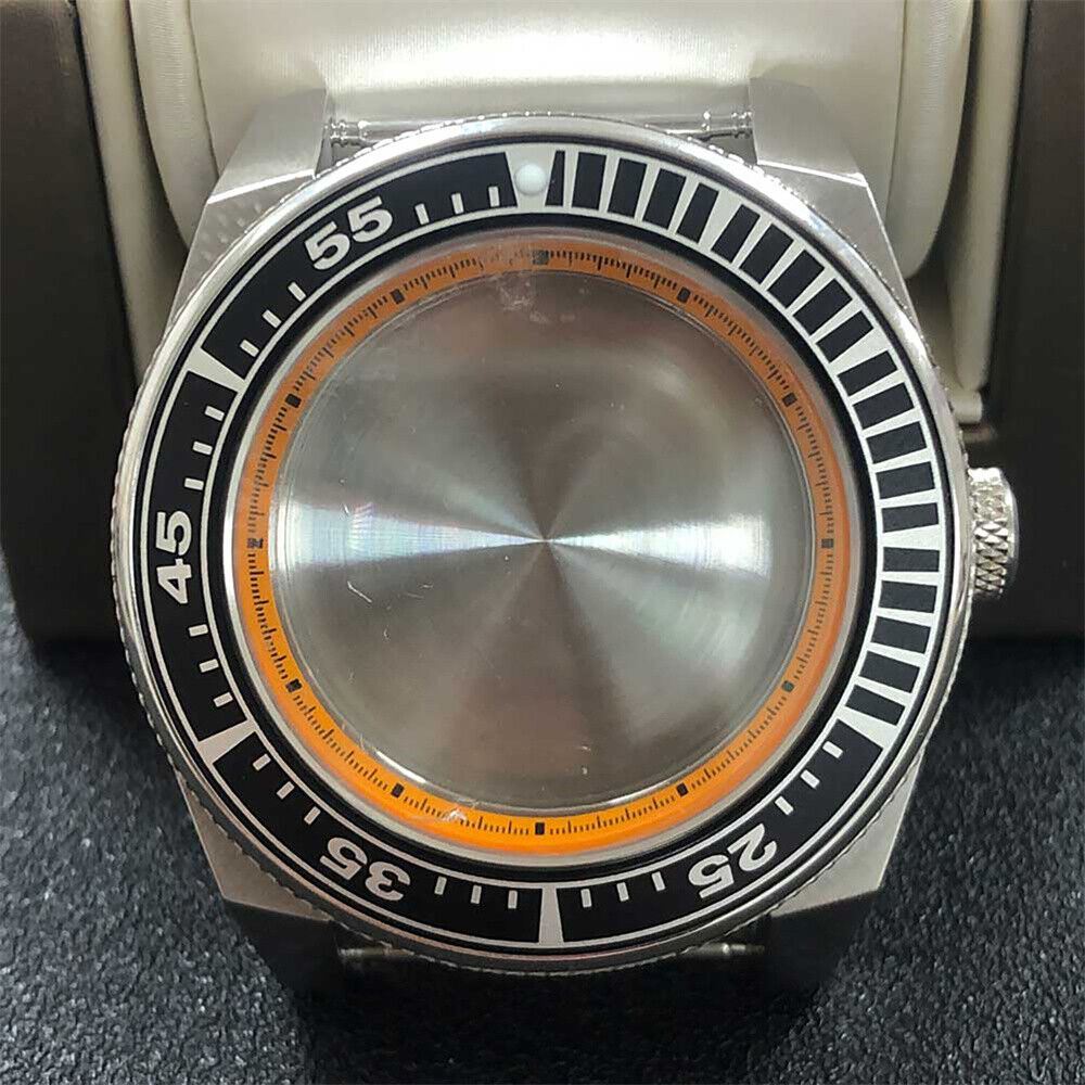 MH35/NH36 stainless steel watch case, 43mm, waterproof 10ATM with sapphire glass for durability and style.