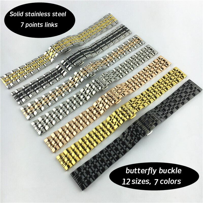 12mm golden stainless steel watch strap, perfect for luxury wristwatches and stylish upgrades.