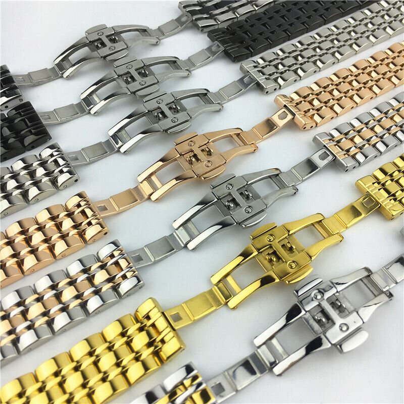 12mm golden stainless steel watch strap for luxury wristwatches. Durable and stylish accessory.