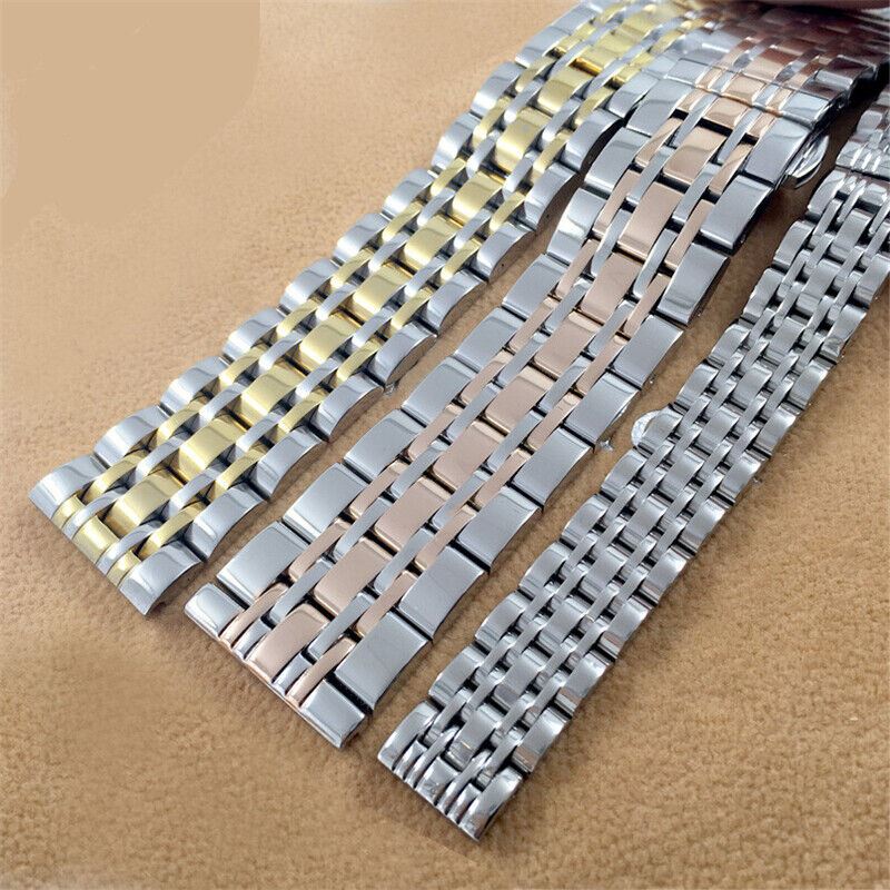 12mm golden stainless steel watch strap, designed for elegant premium wristwatches.