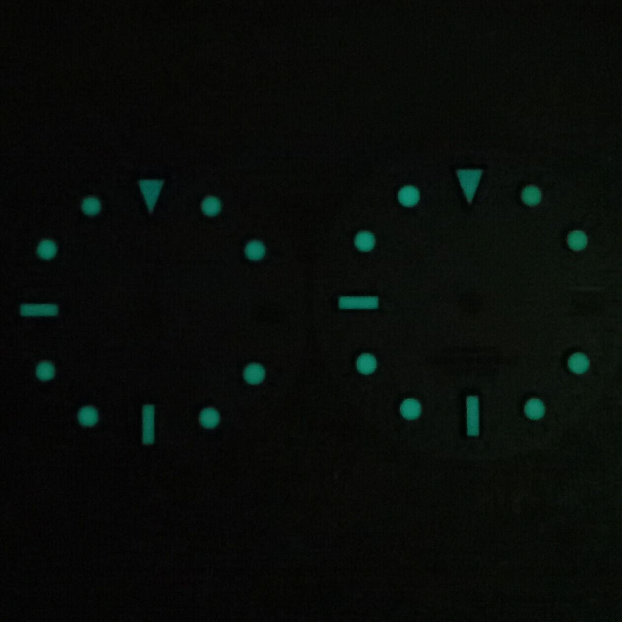 28.50mm white watch dial with green luminous markers for NH35 NH36 movement, ideal for custom watch builds.