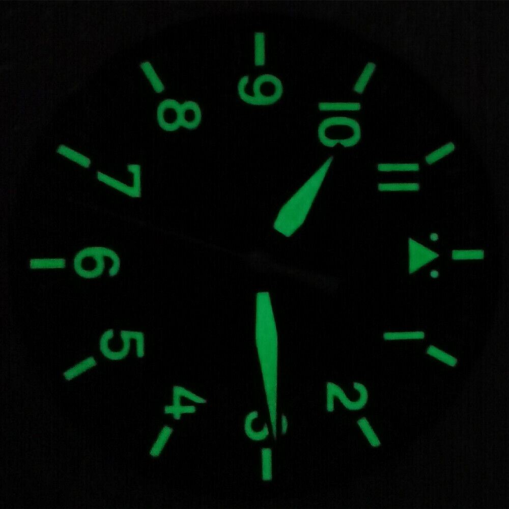 Green luminous 35mm watch dial with hands, compatible with 8215 8205 movement, perfect for watch repairs.