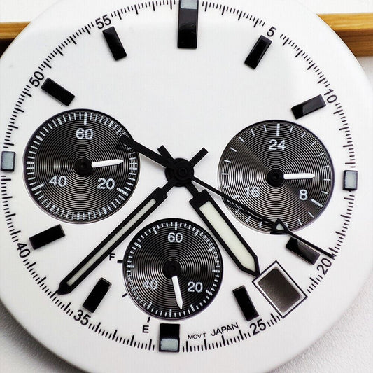 39mm blue and white watch dial compatible with VK63 movement, featuring sleek watch hands for precise timekeeping.