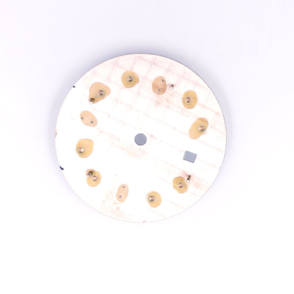 Green luminous watch dial 33.50mm by MYT, designed for ETA2836 and DG2813 movements.