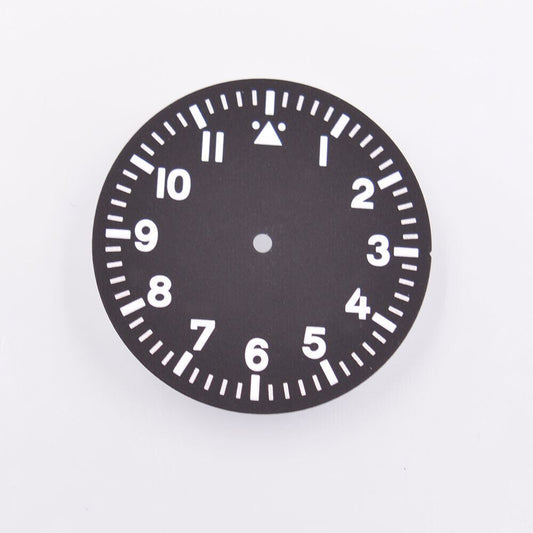 Green lume black watch dial for MYT 8205 movement, 35.50mm size, enhancing dial visibility and style.