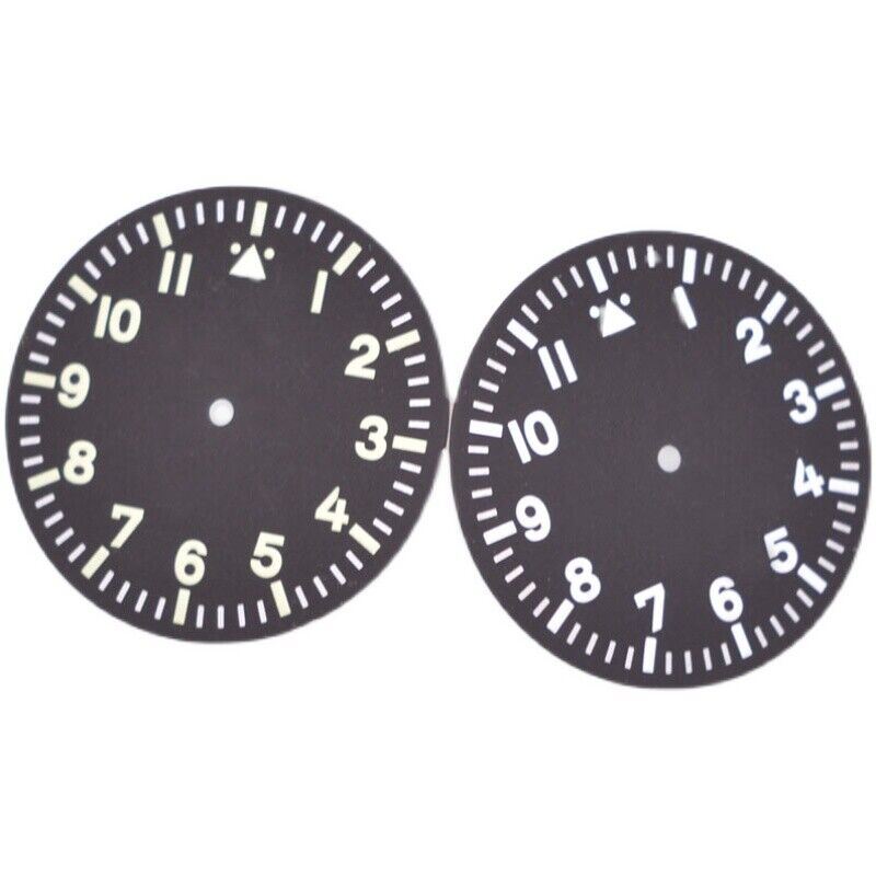 Green lume black watch dial for MYT 8205 movement, 35.50mm size, enhancing dial visibility and style.