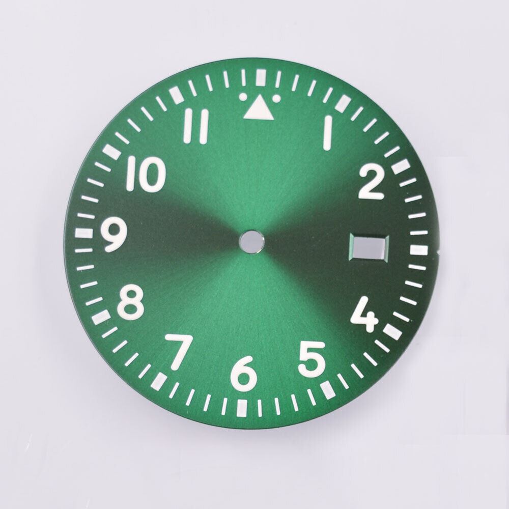 Cadran de montre lumineux vert de 33,80 mm, compatible avec les mouvements NH35/35A et NH36/36A