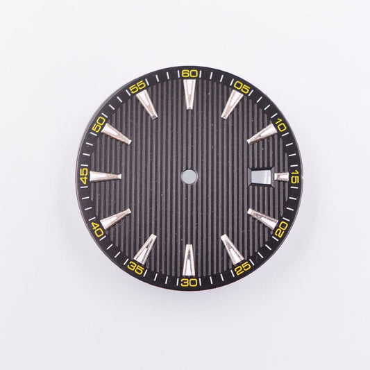 33.50mm green luminous watch dial by AB-3, compatible with NH35/35A and NH36/36A movements, ideal for watch repairs.