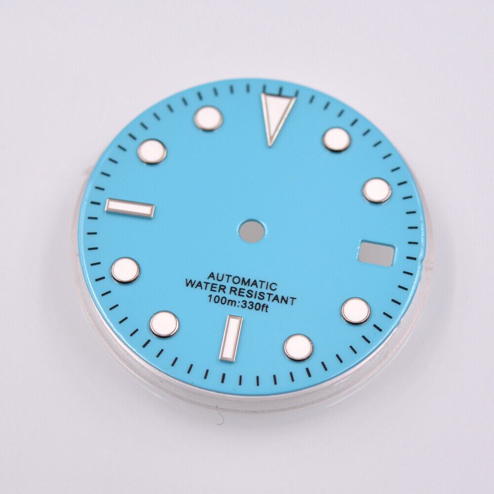 29mm green luminous blue watch dial, designed for NH35 movement, men's style accessory.