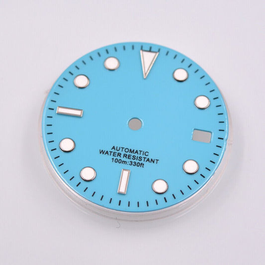 29mm green luminous blue watch dial, designed for NH35 movement, men's style accessory.