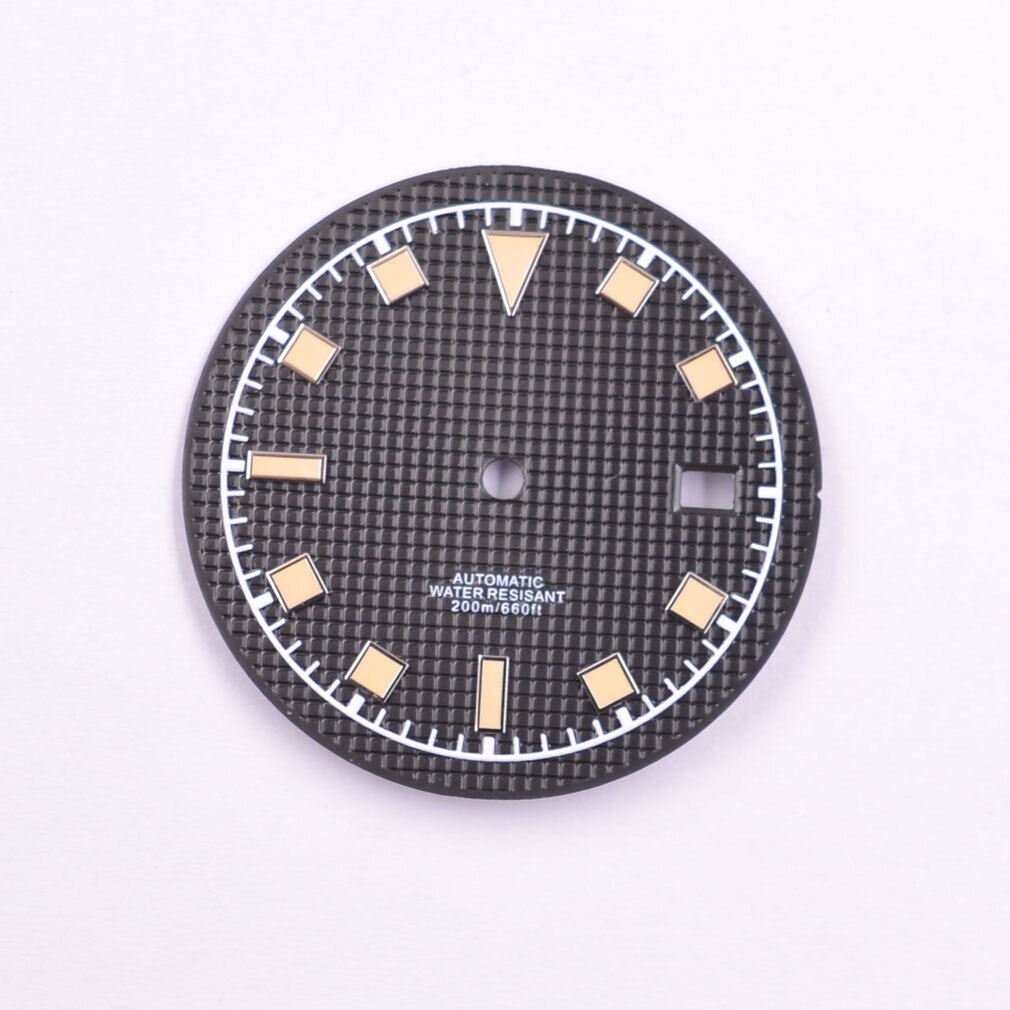 Cadran de montre lumineux vert de 33,5 mm compatible avec les mouvements NH35/35A et NH36/36A